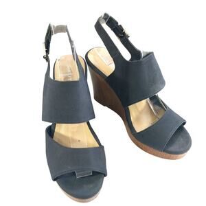 NAUTICA! SKY BLUE VEGAN SUEDE LEATHER STRAPPY "WOOD" WEDGE SANDALS, HEELS! SZ 6M